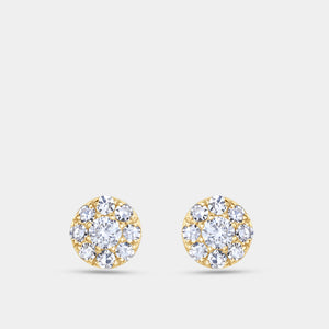 Gilded 1/2 Carat Lab-Grown Diamond Round-Shaped Solitaire Stud Plus with a Classic Halo