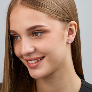 Gilded 1 Carat Lab-Grown Diamond Round-Shaped Stud Plus with a Classic Halo