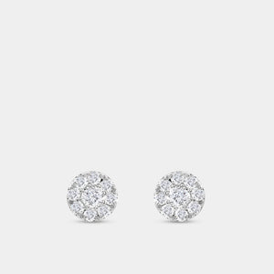 Gilded 1 Carat Lab-Grown Diamond Round-Shaped Stud Plus with a Classic Halo