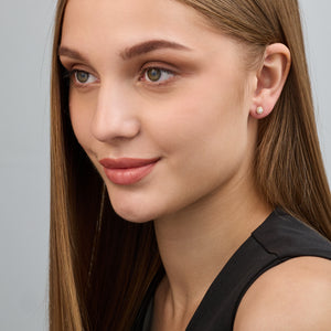 Gilded 1/3 Carat Lab-Grown Diamond Round-Shaped Stud Plus with a Petite Halo