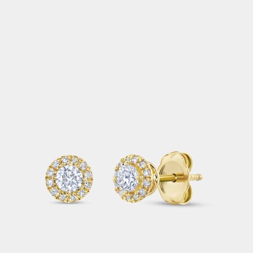 Gilded 1/3 Carat Lab-Grown Diamond Round-Shaped Stud Plus with a Petite Halo
