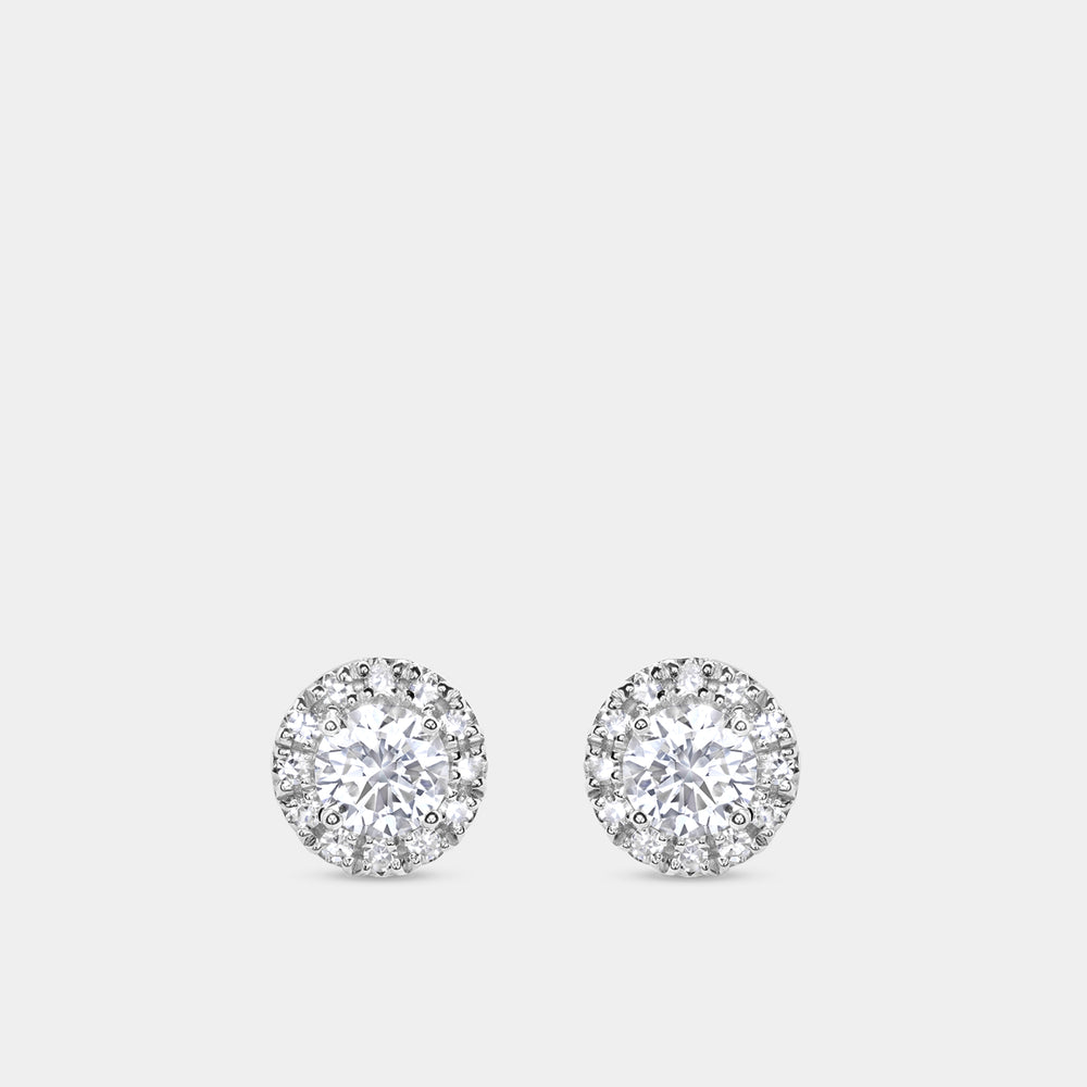 Gilded 5/8 Carat Lab-Grown Diamond Solitaire Stud Plus Earring with a Petite Halo