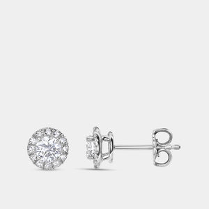 Gilded 5/8 Carat Lab-Grown Diamond Solitaire Stud Plus Earring with a Petite Halo