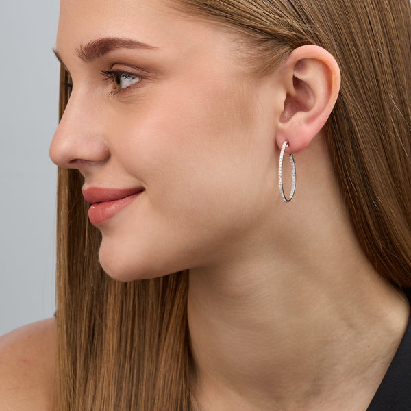 1 Carat Lab-Grown Diamond Prong-Set Delicate Oval Hoops — GILDED New York