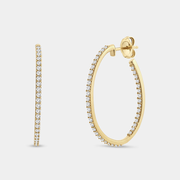 1 Carat Lab-Grown Diamond Prong-Set Delicate Oval Hoops — GILDED New York