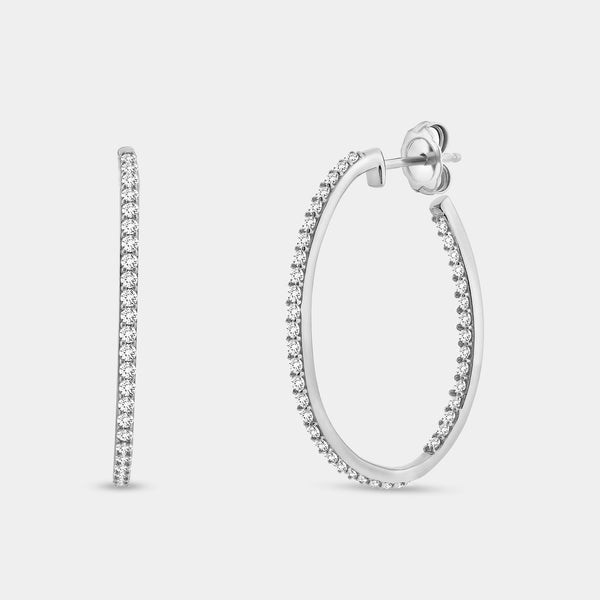 1 Carat Lab-Grown Diamond Prong-Set Delicate Oval Hoops — GILDED New York
