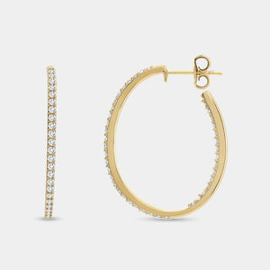 Gilded 1 Carat Lab-Grown Diamond Prong-Set Delicate Oval Hoops