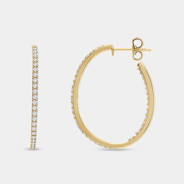 1 Carat Lab-Grown Diamond Prong-Set Delicate Oval Hoops — GILDED New York