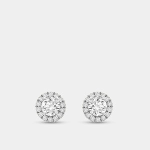 Gilded 1 and 1/4 Carat Lab-Grown Diamond Round-Shaped Stud Plus with a Petite Halo