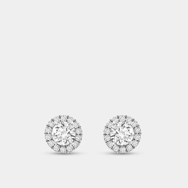 Gilded 1 and 1/4 Carat Lab-Grown Diamond Round-Shaped Stud Plus with a Petite Halo