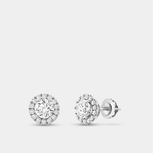 Gilded 1 and 1/4 Carat Lab-Grown Diamond Round-Shaped Stud Plus with a Petite Halo