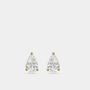 Gilded 1 Carat Lab-Grown Diamond Pear-Shaped Classic Solitaire Studs