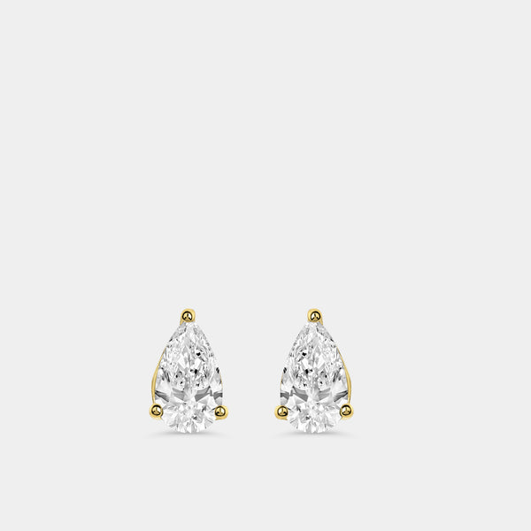 1 Carat Lab-Grown Diamond Pear-Shaped Classic Solitaire Studs — GILDED New York