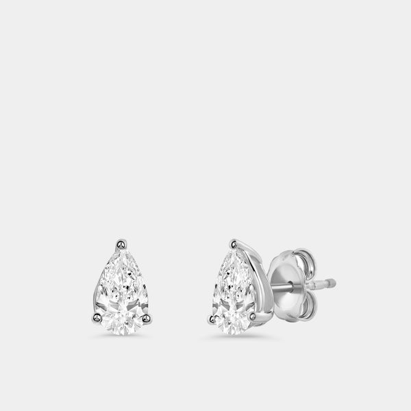 1 Carat Lab-Grown Diamond Pear-Shaped Classic Solitaire Studs — GILDED New York