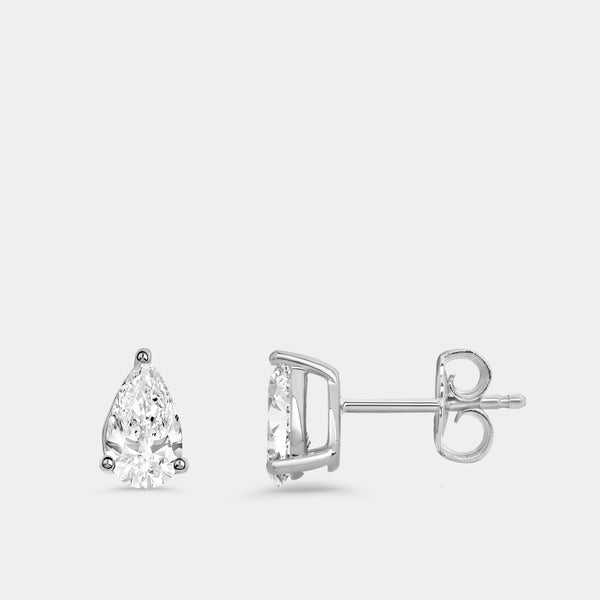 1 Carat Lab-Grown Diamond Pear-Shaped Classic Solitaire Studs — GILDED New York