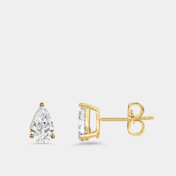 1 Carat Lab-Grown Diamond Pear-Shaped Classic Solitaire Studs — GILDED New York