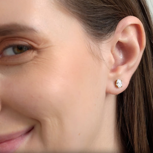 1 Carat Lab-Grown Diamond Oval-Shaped Classic Solitaire Studs — GILDED New York
