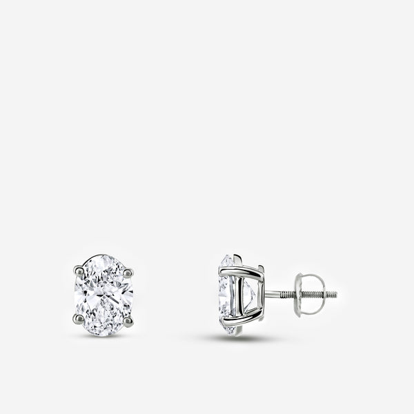 2 Carat Lab-Grown Diamond Oval-Shaped Classic Solitaire Studs — GILDED New York
