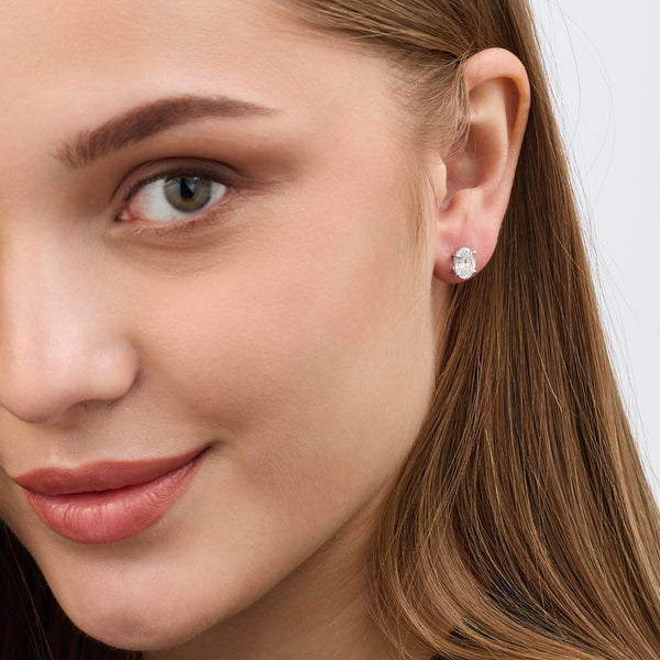 2 Carat Lab-Grown Diamond Oval-Shaped Classic Solitaire Studs — GILDED New York