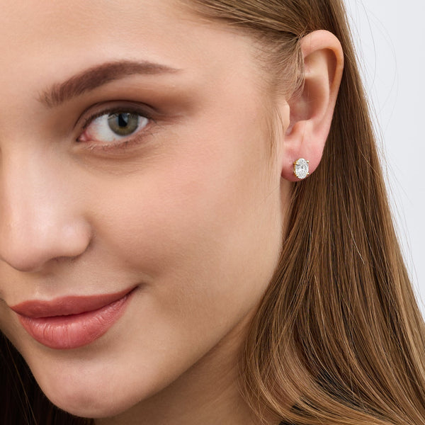 2 Carat Lab-Grown Diamond Oval-Shaped Classic Solitaire Studs — GILDED New York