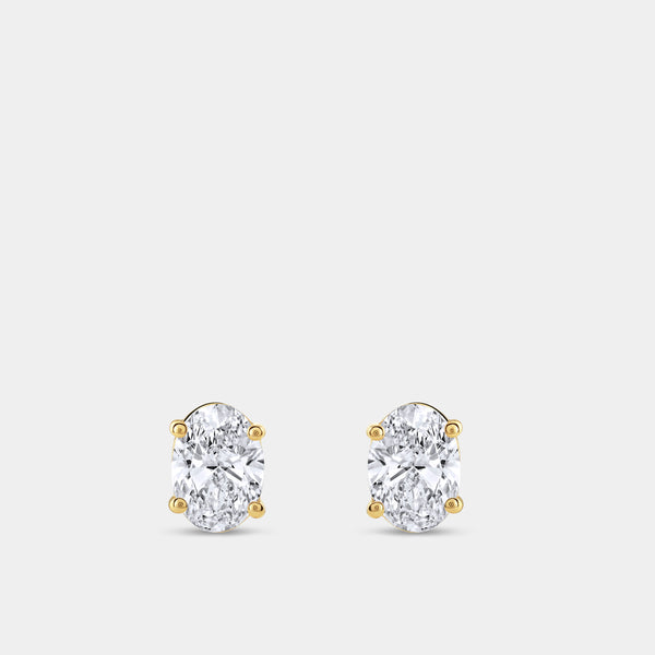 2 Carat Lab-Grown Diamond Oval-Shaped Classic Solitaire Studs — GILDED New York
