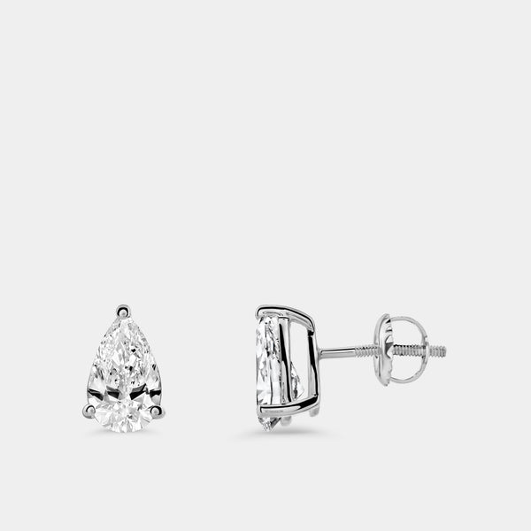 2 Carat Lab-Grown Diamond Pear-Shaped Classic Solitaire Studs — GILDED New York