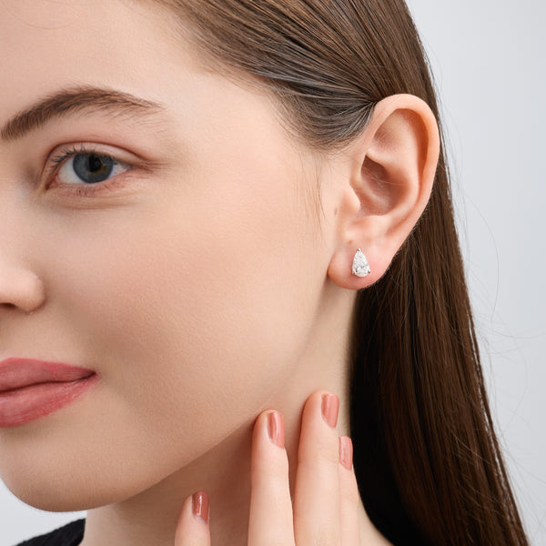 2 Carat Lab-Grown Diamond Pear-Shaped Classic Solitaire Studs — GILDED New York