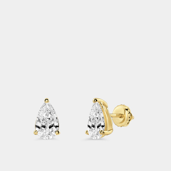 2 Carat Lab-Grown Diamond Pear-Shaped Classic Solitaire Studs — GILDED New York
