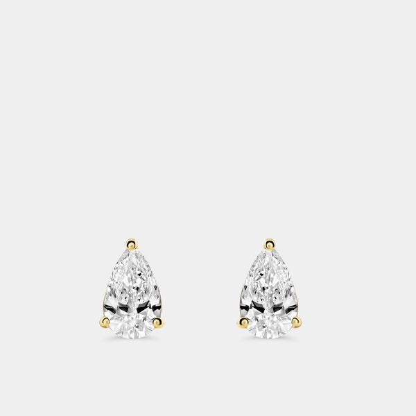 2 Carat Lab-Grown Diamond Pear-Shaped Classic Solitaire Studs — GILDED New York