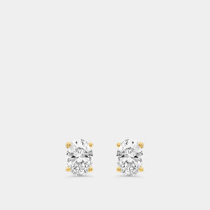Gilded 1/2 Carat Lab-Grown Diamond Oval-Shaped Classic Solitaire Studs