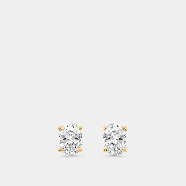 Gilded 1/2 Carat Lab-Grown Diamond Oval-Shaped Classic Solitaire Studs