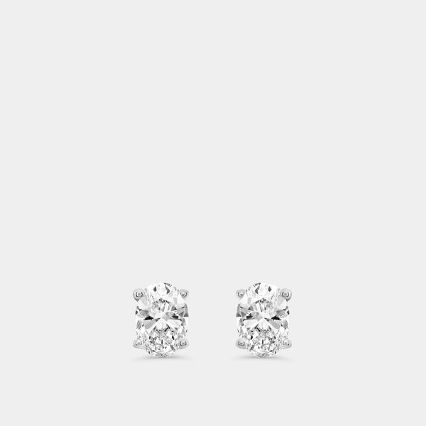 Gilded 1/2 Carat Lab-Grown Diamond Oval-Shaped Classic Solitaire Studs