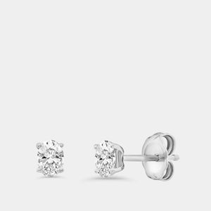 Gilded 1/2 Carat Lab-Grown Diamond Oval-Shaped Classic Solitaire Studs