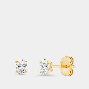 Gilded 1/2 Carat Lab-Grown Diamond Oval-Shaped Classic Solitaire Studs