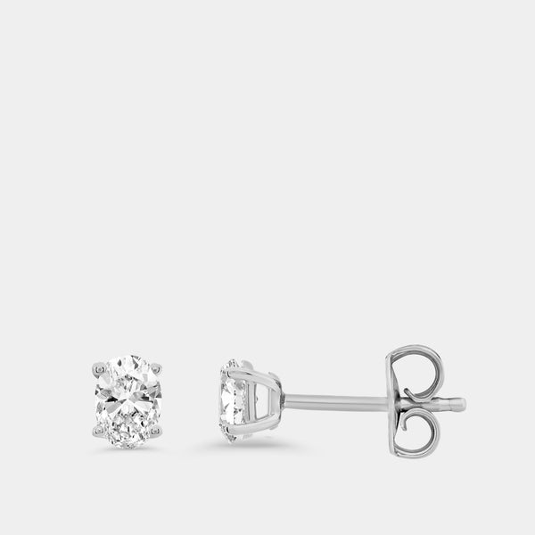 Gilded 1/2 Carat Lab-Grown Diamond Oval-Shaped Classic Solitaire Studs