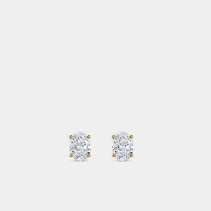 Gilded 1 and 1/2 Carat Lab-Grown Diamond Oval-Shaped Classic Solitaire Studs
