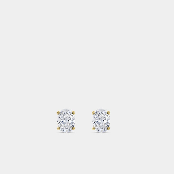 1 and 1/2 Carat Lab-Grown Diamond Oval-Shaped Classic Solitaire Studs — GILDED New York