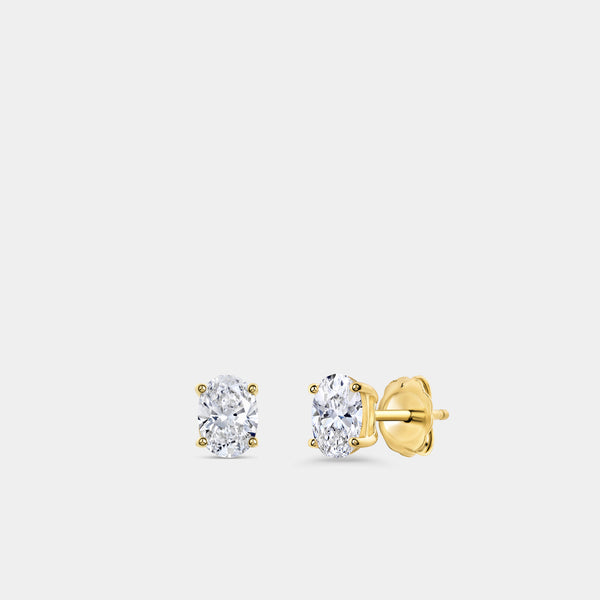 1 and 1/2 Carat Lab-Grown Diamond Oval-Shaped Classic Solitaire Studs — GILDED New York
