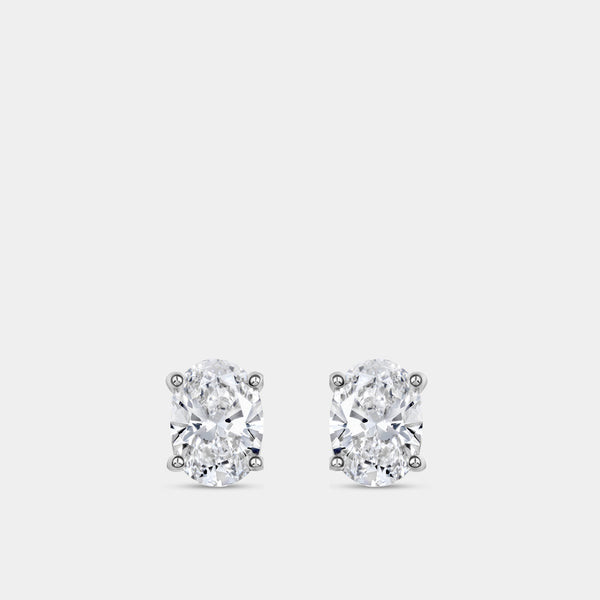 1 and 1/2 Carat Lab-Grown Diamond Oval-Shaped Classic Solitaire Studs — GILDED New York