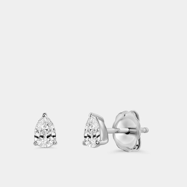 1/2 Carat Lab-Grown Diamond Pear-Shaped Classic Solitaire Studs — GILDED New York