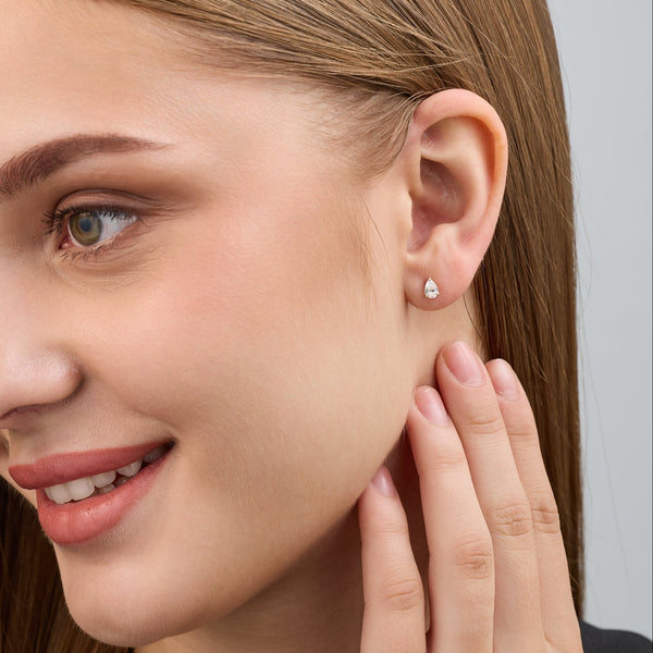 1/2 Carat Lab-Grown Diamond Pear-Shaped Classic Solitaire Studs — GILDED New York