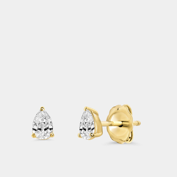 1/2 Carat Lab-Grown Diamond Pear-Shaped Classic Solitaire Studs — GILDED New York