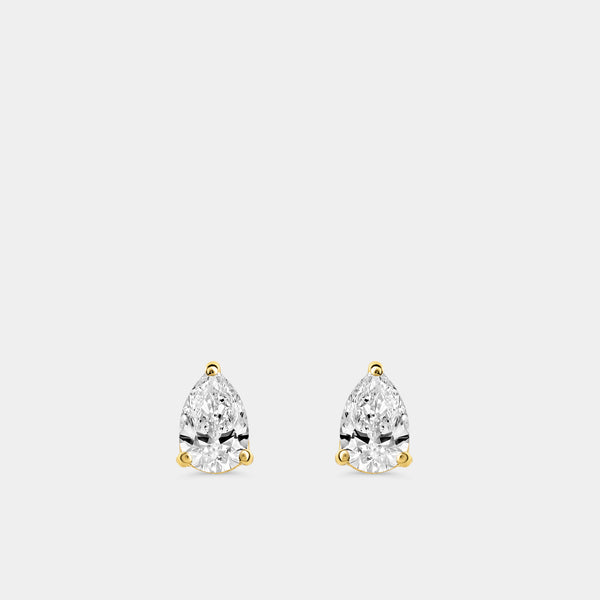 1/2 Carat Lab-Grown Diamond Pear-Shaped Classic Solitaire Studs — GILDED New York