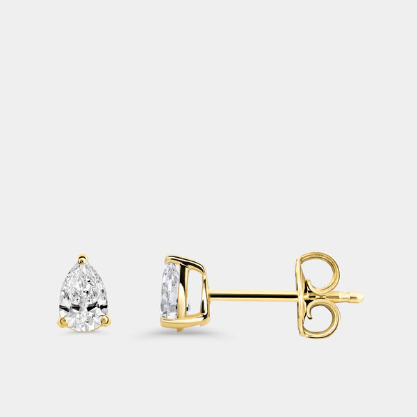 1/2 Carat Lab-Grown Diamond Pear-Shaped Classic Solitaire Studs — GILDED New York