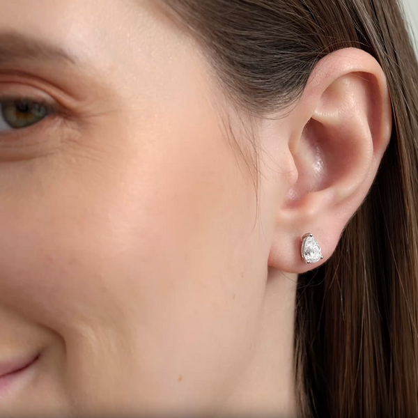 1 and 1/2 Carat Lab-Grown Diamond Pear-Shaped Classic Solitaire Studs — GILDED New York