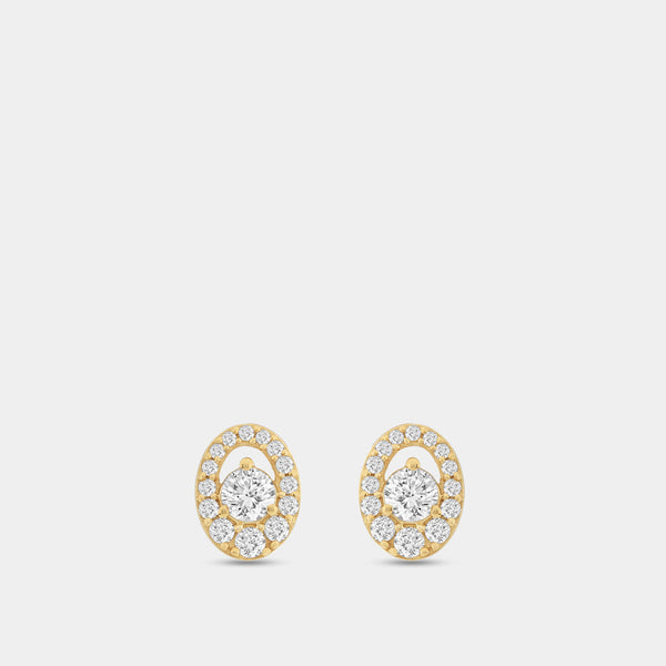Gilded 1/2 Carat Lab-Grown Diamond Oval-Shaped Stud Plus with an Air Gap Halo