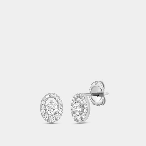 Gilded 1/2 Carat Lab-Grown Diamond Oval-Shaped Stud Plus with an Air Gap Halo
