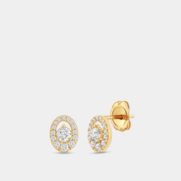 Gilded 1/2 Carat Lab-Grown Diamond Oval-Shaped Stud Plus with an Air Gap Halo