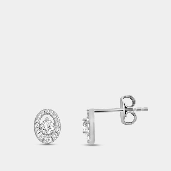Gilded 1/2 Carat Lab-Grown Diamond Oval-Shaped Stud Plus with an Air Gap Halo