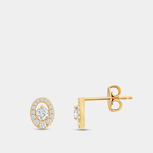 Gilded 1/2 Carat Lab-Grown Diamond Oval-Shaped Stud Plus with an Air Gap Halo